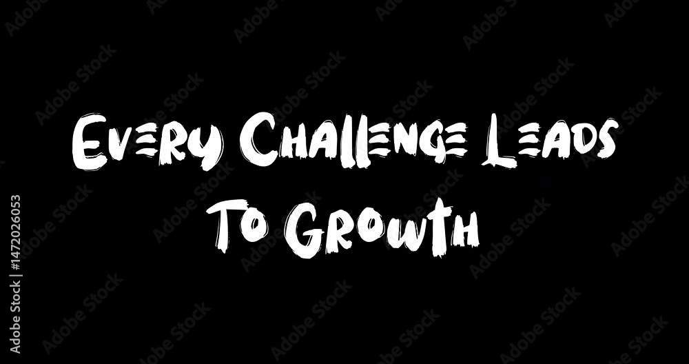 Aufkleber every challenge leads to growth bold text typography quotation grunge transition animation effect on