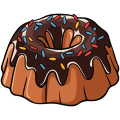 Chocolate cupcake with sprinkles isolated vector illustration on white background
