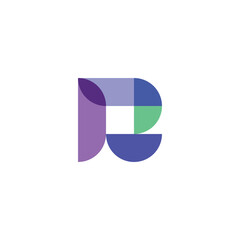 R initial logo for business company profile.