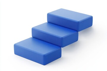 Obraz premium Three-step blue rectangular staircase, isolated