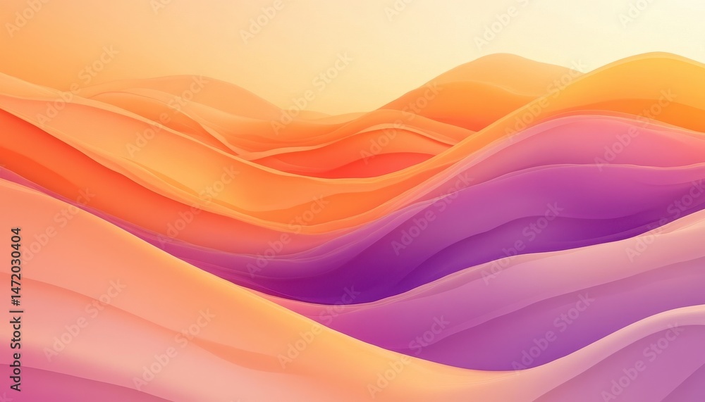 Fototapete abstract wavy gradient background texture in orange and purple tones with smooth curves and modern a