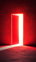 Red Door Opening to Light  Opportunity  Hope  New Beginning