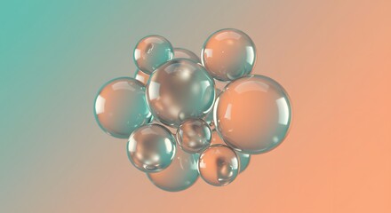 Captivating 3D Abstract with Luminous Spheres and Serene Pastel Gradient Background Composition Display