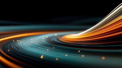 Abstract swirling teal and orange light streaks design perfect for technology backgrounds