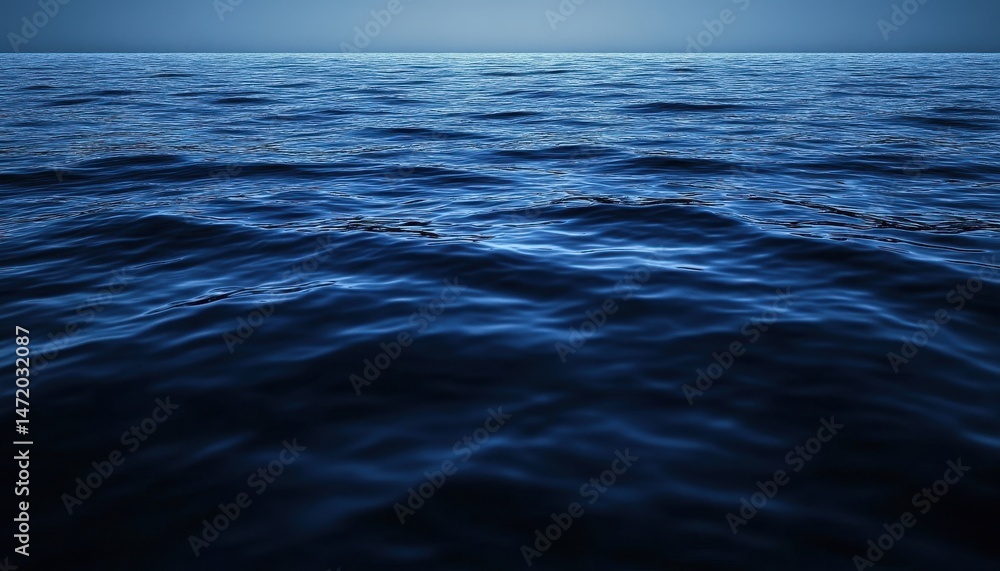 Poster deep blue ocean waves with sparkling light reflections creates a serene and abstract seascape with r