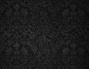 Intricate black damask wallpaper; seamless floral vines, gothic, dark, elegant, pattern, texture, background, damask, black
