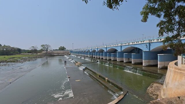 Kallanai also called Grand Anicut, it is an ancient dam built by Karikala of Chola dynasty in 150 CE. It was built across the Kaveri river flowing from Tiruchirapalli to Thanjavur district, Tamil Nadu