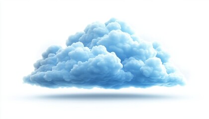 Isolated Blue Cloud on White Background in a Simple Composition of Atmospheric Weather with a Smooth Texture Gentle Light and a Clean Dreamy Look