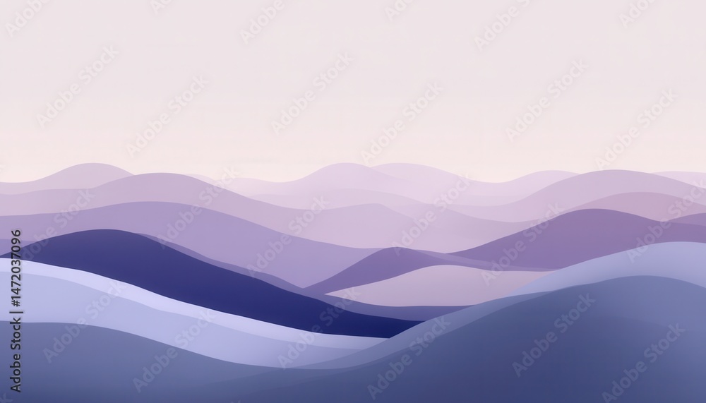 Poster panoramic view of lavender mountains range in dreamy landscape with soft gradient colors serene and 