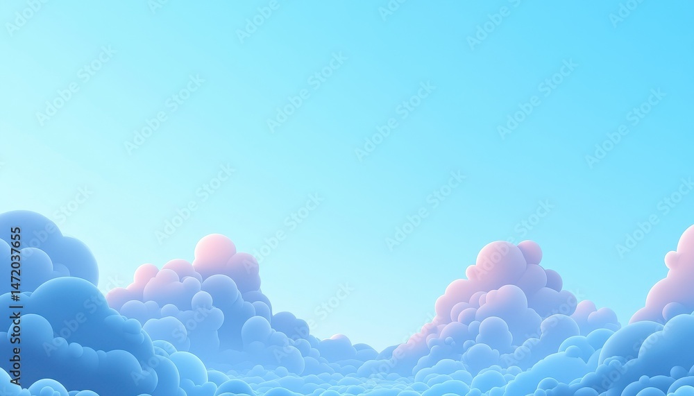 Poster pastel sky with pixelated clouds and dreamy atmosphere under soft gradient light in low resolution