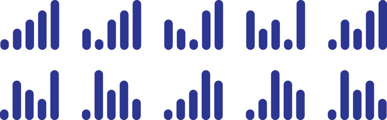 Growing bar graph icon. Vector growing Diagram. Set of growing bar graph icon in black on a white background. Growth data graph bar.