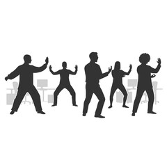 Obraz premium Office Team Tai Chi Exercise Silhouette Vector 