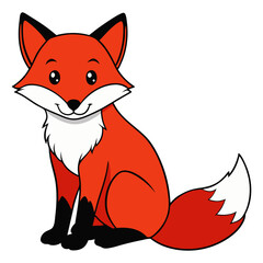 Obraz premium Red Fox Sitting Vector Wild Animal Clipart Isolated