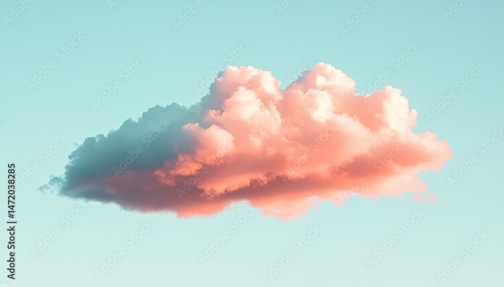 Aufkleber pink cloud floating against light blue sky a dreamy pastel weather concept with a soft and fluffy te