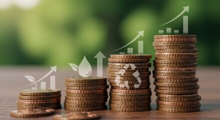 Stacks of coins representing sustainable growth