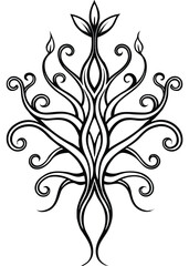 Artistic Root Flourish on White Background
