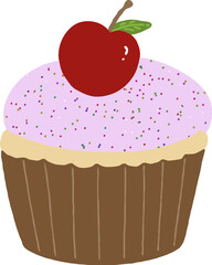 taro cupcake series with cherry vector illustration
