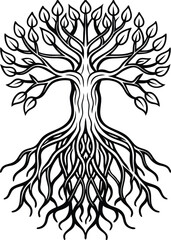 Decorative Tree Roots Vector on White Background