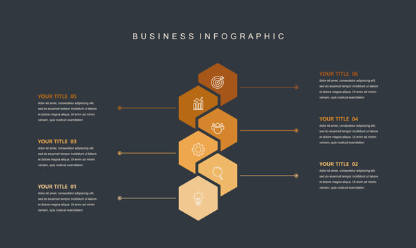 infographic elements template, business concept with 6 steps, workflow layout, icons, diagram, report, web design. Creative, vector, illustration.