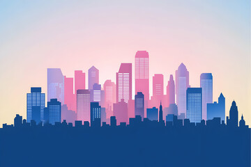 Obraz premium City skyline at dawn, soft colors