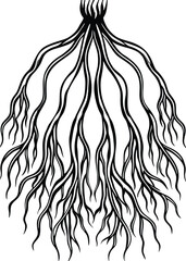 Organic Ink Roots Vector on White Background