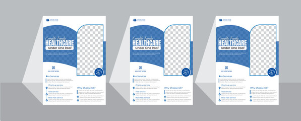 Corporate healthcare and medical flyer or poster design layout, Healthcare flyer design and Medical campaign flyer design template, Creative medical flyer design template