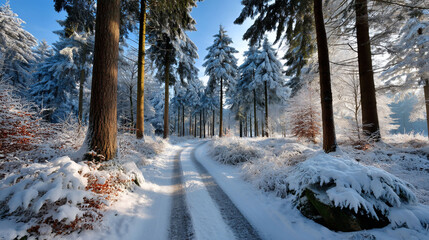 Winter wonderland forest path