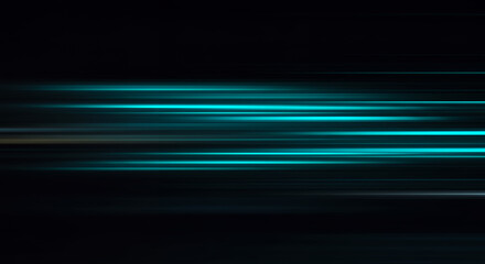Teal Light Streaks: Abstract Speed Blur Background. Dark Motion Graphics, Neon Lines & Minimalist Futuristic Design for Tech, Visuals, & Presentations!