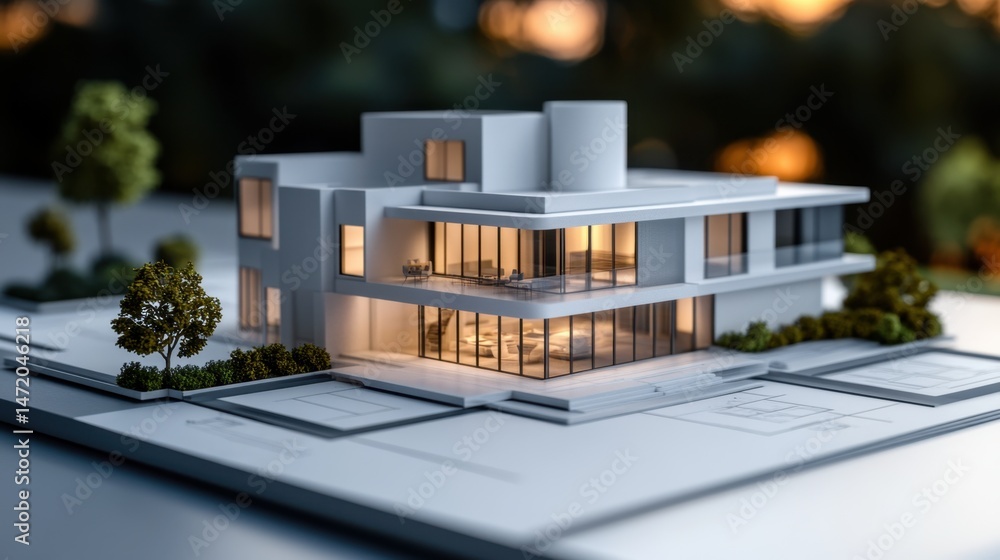 Aufkleber architectural project timeline, sketches, and renderings displayed neatly across a design table