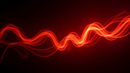 Dynamic red light trails swirl and flow gracefully across a deep black background, creating an energetic and mesmerizing visual effect perfect for artistic expressions.
