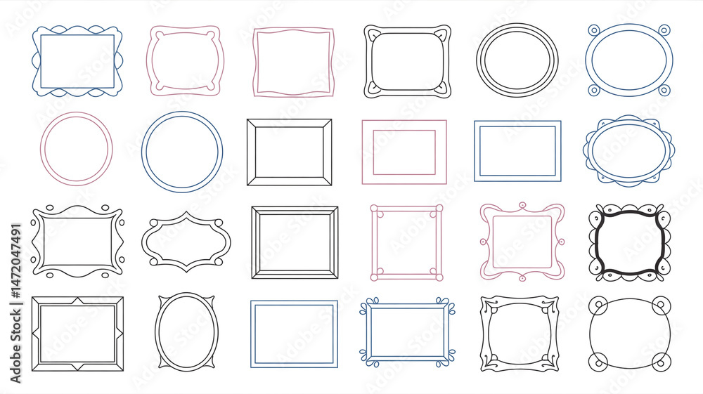 Poster A collection of 20 decorative frame designs arranged in a 4x5 grid on a white background.