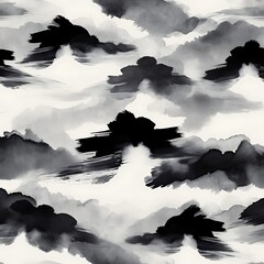 Fluffy white cumulus clouds drift across the blue sky above the sea, a beautiful cloudscape