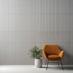 Modern interior design showcases a comfortable living room with a yellow armchair, contemporary furniture, and a stylish floor