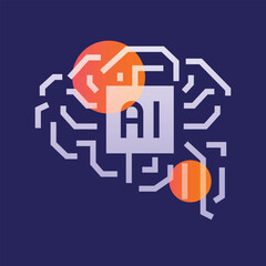 Artificial intelligence glassmorphism illustration. Transparency blur elements. Ui layered design.