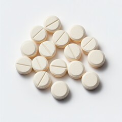 White Circular Tablets on Soft Gray Background for Health Topics