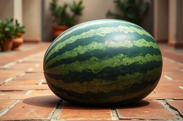 Glistening Watermelon in Courtyard