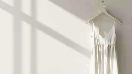Minimalist Dress on White Hanger Near Full-Length Mirror – Elegant Fashion Display