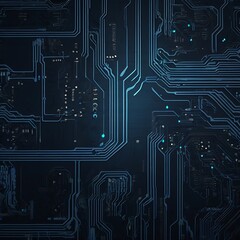 This printed circuit board background showcases intricate electronic circuits, a marvel of digital engineering and computer hardware technology