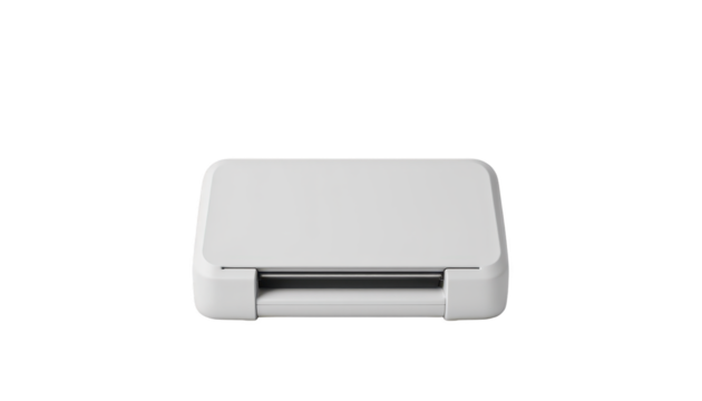 Stark contrast, a white paper cutter against black backdrop