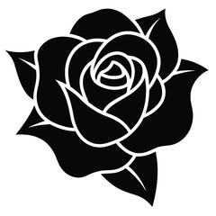 Elegant Black Rose Silhouette A Vector Graphic Illustration