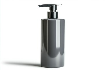 Obraz premium Black pump bottle on solid white background. AI image