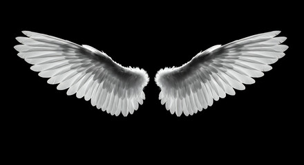 Angel Wings: Feathered Majesty in Black & White - Fantasy, Dreams & Spiritual Imagery for Art, Design & Inspiration.
