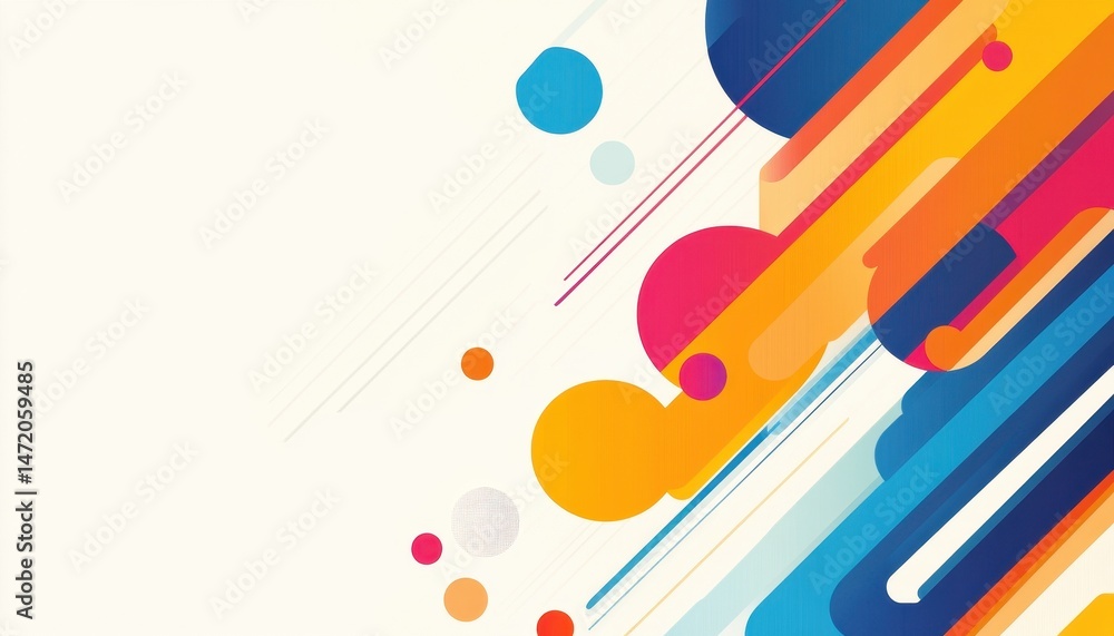 Poster abstract colorful geometric background with dynamic lines and circles