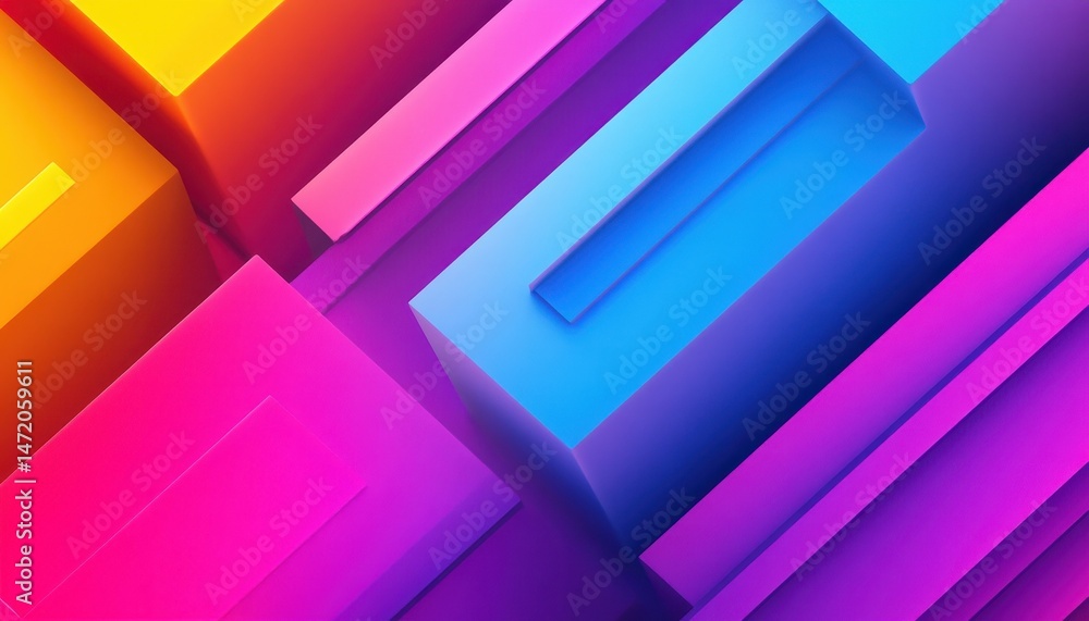 Poster abstract colorful geometric design with vibrant blocks and gradient textures