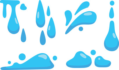 simple blue water splash set illustration	