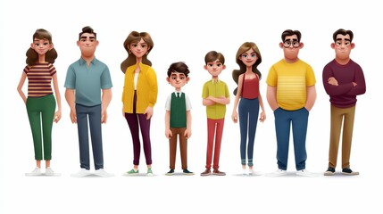 Fototapeta premium Set of Nine Vibrant Character Vector Designs Showcasing Diverse Personalities and Expressions for Creative Projects