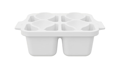 Refreshing ice cubes in a white plastic tray, perfect for chilling summer beverages