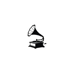 gramophone silhouette on white background