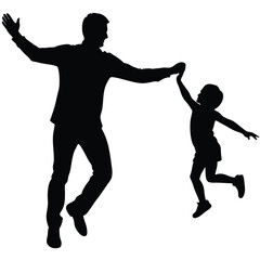 Joyful Father and Son Silhouette Celebrating Bonds of Love and Playfulness