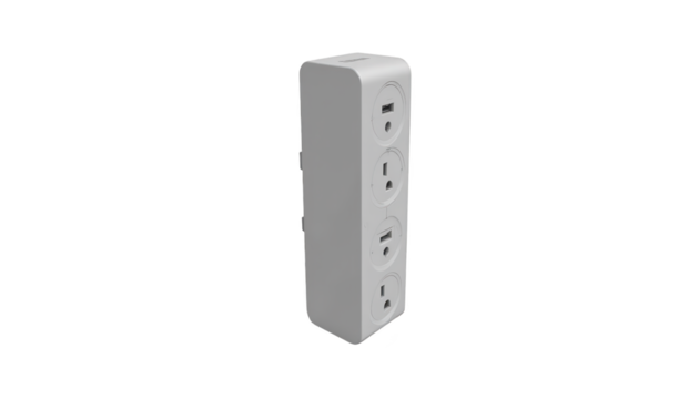 Closeup, standard white electrical wall outlet in detail power and connectivity
